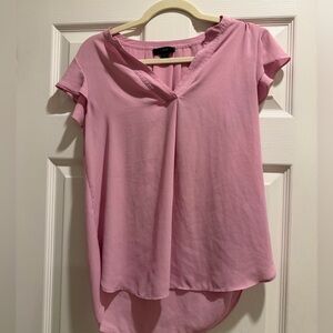 J. Crew V Neck Flutter Sleeve Lilac Blouse Size 6 Short Sleeve Purple/pink